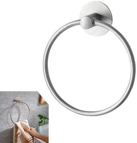 Ginddy Porta Asciugamani Bagno,Anello Adesivo Accessori Bagno Senza Forare Portasciugamani Anelli Portaasciugamano da Bagno Acciaio Inox - Rotondo Portasciugamani da Parete