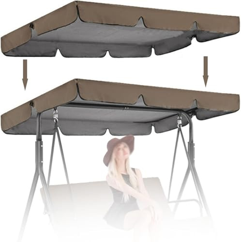 Swing Chair Canopy Replacement Portable Durable Seater Garden Swing Seat Cover Waterproof Windproof Anti-UV Heavy Duty Rip Proof Hammock Top Cover replacement canopy,06,195 * 125 * 15cm