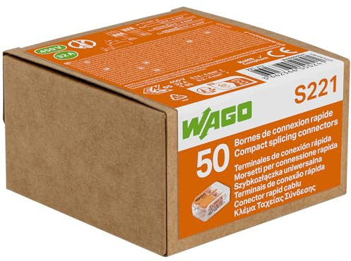 Wago Boîte de 50 Bornes de Connexion 2 Entrées S221 – Installation Facile et Sécurisée pour Tous Vos Projets Électriques