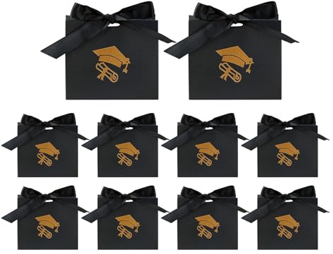 Snacktüten zum Schulabschluss, 10 x Süßigkeiten-Geschenkbeutel, faltbare Papier-Geschenkpapier, Andenken-Leckerli-Tasche für High-School-College-Events, ideal für Mädchen und, Abschlussfeiern