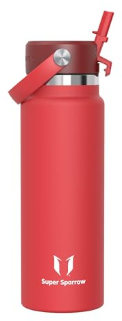 Sparrow Borraccia Termica 500ml/750ml/1L - Borracce Bambini con Cannuccia | Bottiglia Senza BPA & Perdite, Lavastoviglie, Caldo & Freddo, Scuola,Sport,Viaggio - SwivelSip Borraccia Tappo Flex Cannuccia