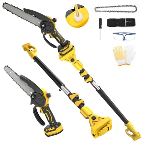 2-in-1 8-Zoll Teleskop-Astsäge bürstenlos Kompatibel mit Dewalt 20V Akku | Teleskop-Kettensäge, 50 ml Öltank, Arbeitsreichweite 4 m für Baum- und Astschnitt sowie Gartenpflege, ohne Akku