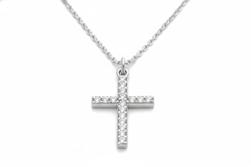 OUTLETISSIMO® Collana Donna con Ciondolo Croce in Argento con Zirconi Brillanti – Collana Elegante per Donna e Uomo – Idea Regalo Classica e Raffinata ET252