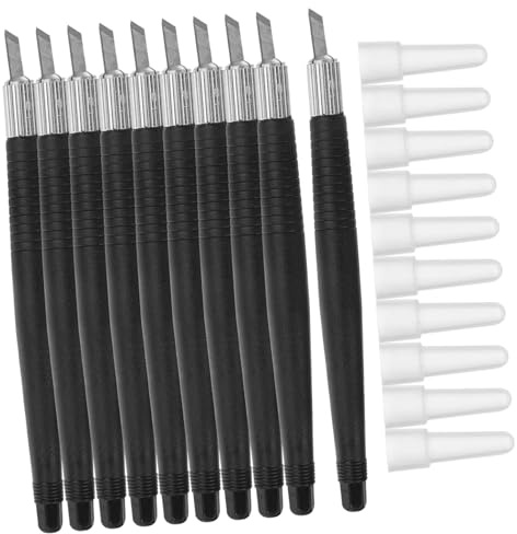Set di Scalpelli da Incisione per Intaglio Legno, 10 Pezzi, Nero | Plastica e Metallo, Controllo, Crea Giunzioni di Falegnameria, Utensili Manuali per Taglio