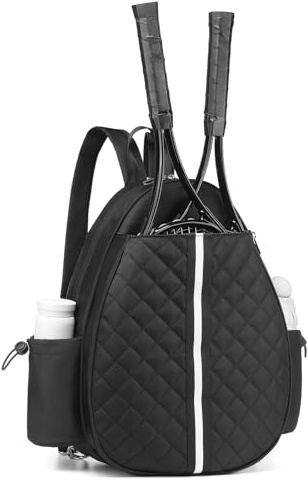 SUIKIHUM Tennis Bag, Convertible Tennis Sling Crossbody Backpack Waterproof Reversible Tennis Racket Bags for Women Men (Black)