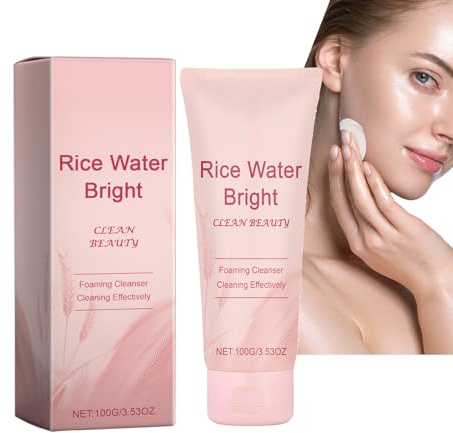 Rice Foaming Faced Cleanser für Frauen Männer, Sanftes Gesichtswasser für alle Hauttypen, mit Reisextrakt Glycerin - Tiefenreinigung der Poren, Ölkontrolle, feuchtigkeitsspendender Make (1PCS)