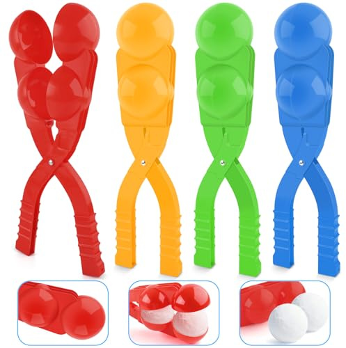 BROTOU 4-pack vinter snöboll tillverkare, snöbollsklämma, snöleksak, snögubbe snöbollsformare, vintersnöbolltång, snöleksak leksak för barn och vuxna