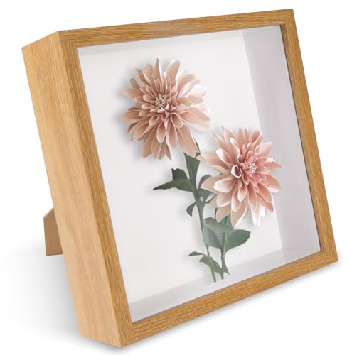 FALSKT Cadre 3D Profond 22x22cm avec Vitre pour Objet jusqu'à 6 cm Cadre Vitrine Transparente Cadre Photo Profond à Remplir Carrée pour Fleurs Médailles Photos Souvenirs DIY Oeuvre d'art