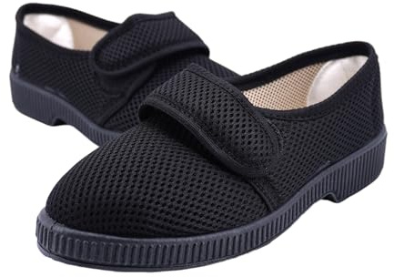 JOMIX Pantofole Uomo con Strappo Ciabatte Ortopediche da Anziani Traspirante Leggere Diabetiche Scarpe Estive Comode Antiscivolo per Piedi Gonfi AITU2617 Nero 43