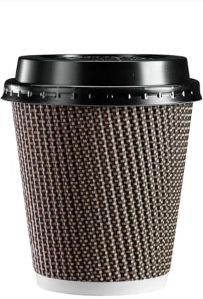 200 x 8oz Kraft Brown Ripple Paper Cups | 3 Ply Insulated Disposable Coffee Cups | Double Wall Hot Drink Cups for Tea, Coffee, Cappuccino, Latte, Espresso | Leakproof & Recyclable