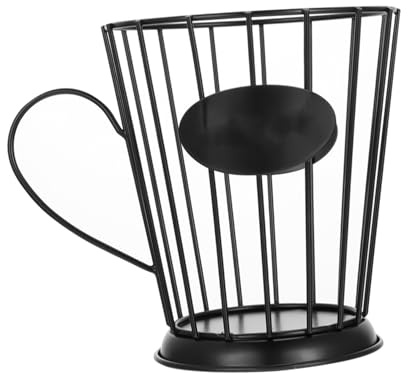 DECOMELODY Cesta Organizadora Práctica para Cápsulas de Café Cesta de Almacenamiento Metálica Negra Pequeña Base Estable y Diseño Moderno para Cocina Oficina y Hogar