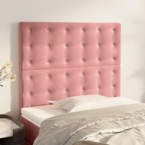 Owoxanthellate Rosa Kopfteil 90 x 5 x 118/128 cm Höhenverstellbar Samt gepolstert Bett Rückwand Wandkissen für Schlafzimmer Jugendzimmer