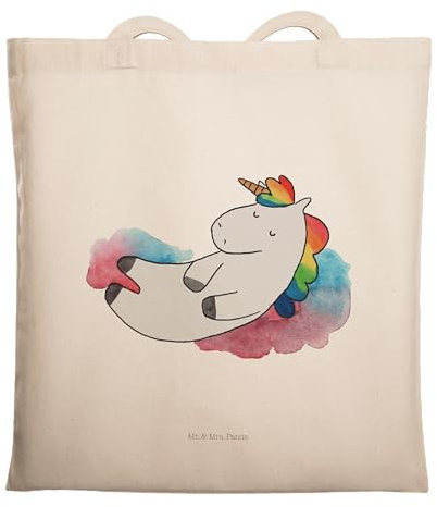 Mr. & Mrs. Panda Tote Bag Einhorn Wolke 7 - Geschenk, Umhängetasche, Einhörner, Menschen, Schultasche, Lustig, Einkaufstasche, Tasche, Einkaufstüte, Verliebt, Unicorn