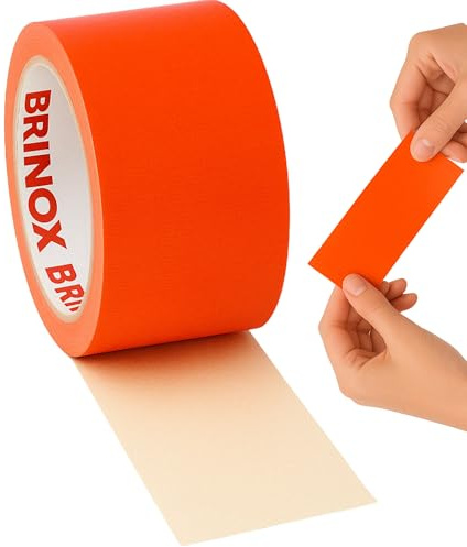 Brinox Cinta Americana Adhesiva Extrafuerte, Cinta Americana Reforzada 50 mm x 10 m para Reparación, Empalme, Sellado y Embalaje Color Naranja Fluorescente