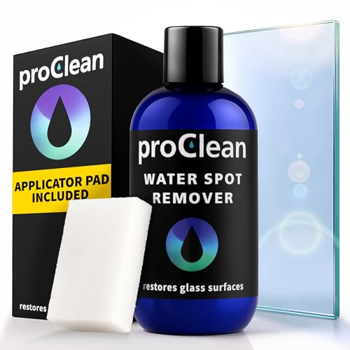 GlasWeld ProClean Hard Water Stain Remover for Glass & Metal – Non-Acid Water Spot Remover with Applicator Pad for Glass, Car Windshield, Shower, Mirror & Boat Windows - Bathroom Cleaning Supplies