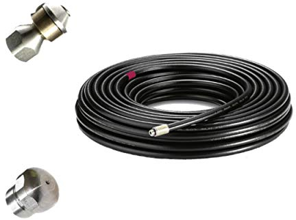 15 Meter PremiumPlus!+ Rohrreinigungsschlauch inkl. 2 Rohrreinigungsdüsen (Standard & Rotierend) für alle Kärcher Consumer Hochdruckreiniger K2-K7 wie 2.637-767.0 (PC 15) von ONE! - Made in Germany