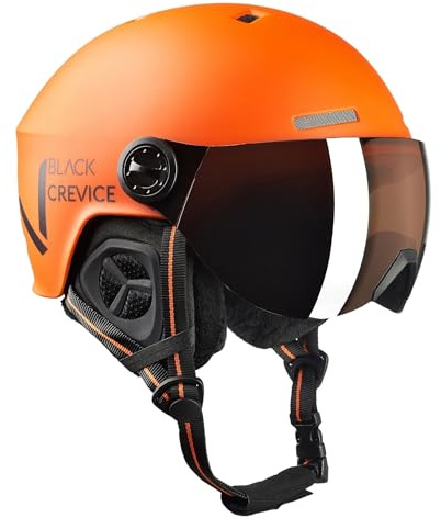 BLACK CREVICE Skihelm Sölden I Skihelm mit Visier im Pilotenstyle I Skihelm Herren & Damen I Unisex Snowboard-Helm I Atmungsaktiver Ski-Helm I Größenverstellbar