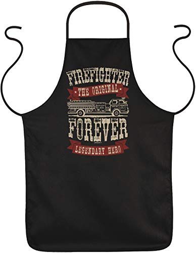 Tini - Shirts Feuerwehr Schürze - Sprüche Grillschürze Freiwillige Feuerwehr : Firefighter Forever The Original Legendary Hero - Kochschürze Feuerwehr Mann/Frau