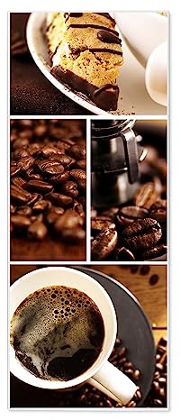banjado® Magnettafel 30 x 75cm / Magnetwand aus Metall/Magnetpinnwand als Memoboard/Pinnwand Magnettafel Küche, Büro, Kinderzimmer inkl. 4 Magnete & Montageset - Motiv Kaffee&Schokolade