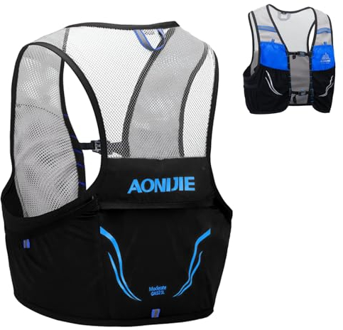 TRIWONDER 2.5L Ultraleicht Trinkrucksack, leichte Rucksackweste, Laufrucksack mit Soft Flasks für Marathon, Bergläufe, Radfahren (Blau&Schwarz - nur Trinkrucksack, M/L - 90 - 102 cm)