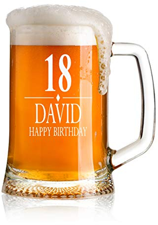 ukgiftstoreonline Personalised Engraved Birthday Large Beer Tankard Glass Gift 18th, 21st, 30th, 40th, 50th, 60th, 70th, 80th