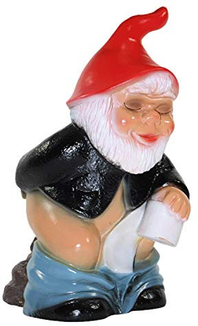 Gartenzwerg Deko Garten Figur Zwerg stehend Scheißerle mit Toilettenpapier aus Kunststoff H 32 cm