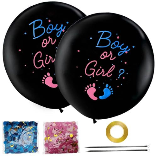 2pcs Palloncino Baby Shower Boy or Girl, 36 Pollici Palloncini Gender Reveal Grandi Palloncini in Lattice con Nastro di Coriandoli Rosa Blu per Baby Shower Decorazioni Gender Reveal Ideas