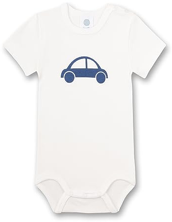Sanetta Baby-Body kurzarm weiß Auto | Bio-Baumwolle, GOTS-zertifiziert, hautfreundlich. Baby Body
