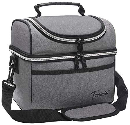 Kato Tirrinia Isolierte Lunchtasche für Herren, Doppelfach, mit Schultergurt und Vordertasche, Oxford-Gewebe, für Picknick, Camping, Strand, Reisen