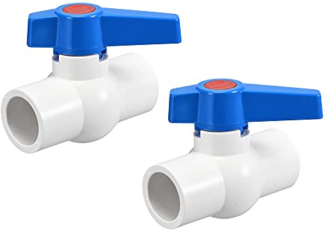 sourcing map Kugelhahn, 1,9 cm (3/4 Zoll) Slip-PVC-Dosenendventil für Aquariumeinrichtung, Ölablasspumpe, Pool, Gartensprinkler, weiß blau, 2 Stück