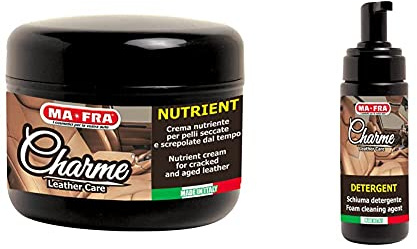 Ma-Fra 1133175 Charme Crema Nutriente per Pelli Secate, 150 & 1133173 Charme Detergent Schiuma Pelle, 150 Ml