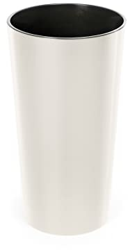 HappyFlower | Blumentopf | Pflanzkübel | Glatte Oberfläche | aus Kunststoff | inkl. Einsatz | (ø 19,5 cm/Höhe 36 cm, Creme)