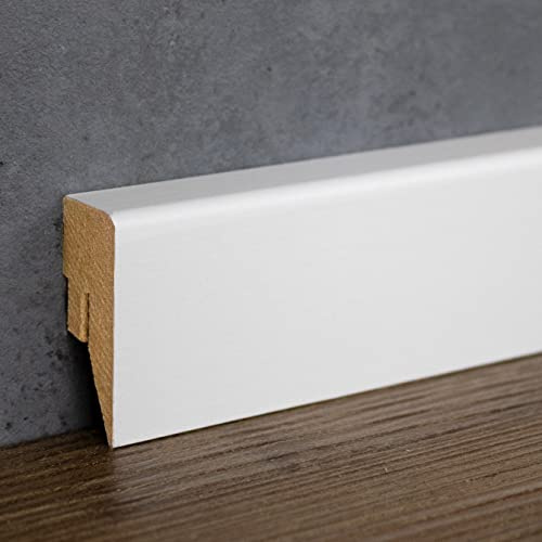 PROVISTON | plinthe MDF | bord carré | 16 x 40 x 2500 mm | MDF mélaminé | blanc | proche de la couleur RAL 9010| plinthe MDF classique | 25 m