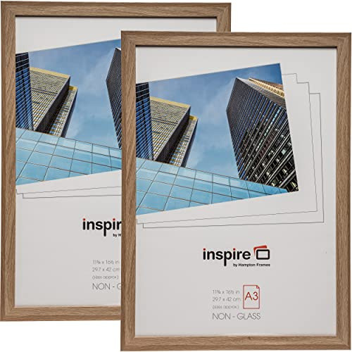 Hampton Frames SORA3NG Bilderrahmen, A3, 30 x 42 cm, Eicheneffekt, Acryl (ohne Glas), 2 Stück