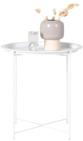 House Nordic Beistelltisch Bastia Weiß Metall Rund Tabletttisch Abstelltisch