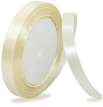IMSOLDECOR Satinband Cremeweiß 10mm, 23m Geschenkband für Hochzeit