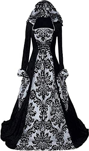 Feynman Robe rétro médiévale pour femme - À manches trompette - Style victorien, Renaissance, gothique - Costume de carnaval, de princesse - Pour les fêtes, Halloween