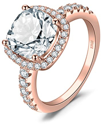 JewelryPalace 3ct Zirkonia Verlobungsring Eheringe Promise Verlobung Ring Silber 925 Damen, Silberringe Trauringe Vorsteckring Hochzeitsringe Antragsring Entouragering Ringe, Damen Schmuck Rosegold 59