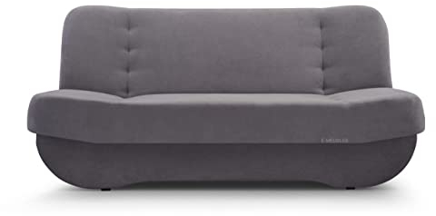 mb-moebel Sofa mit Schlaffunktion und Bettkasten, Kippsofa Schlafsofa Clic-Clack Couch für Wohnzimmer Federkern Sofagarnitur Polstersofa 192x90x87 cm - PAFOS (SORO 96 - Dunkelgrau)