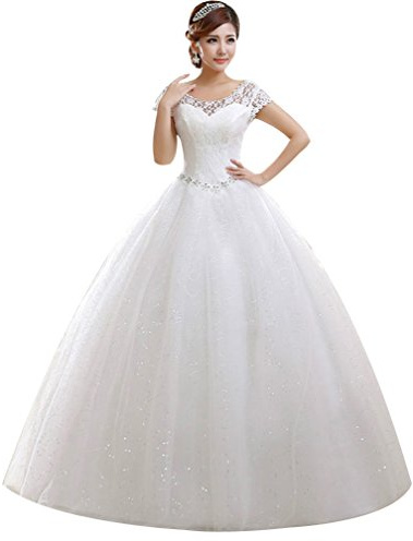 Eyekepper Double Shoulder Floor Length Bridal Gown Wedding Dress Custom Size 16W White