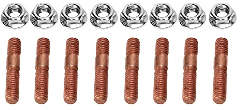 Aramox Abgaskrümmer-Set, Stehbolzen für Turbolader mit Muttern, 8 Stück M8 1,25 Gewinde-Turbobolzen-Kit 8 Mm Metalllegierung, Hochdruckfest, Abgaskrümmer-Bolzenmuttern