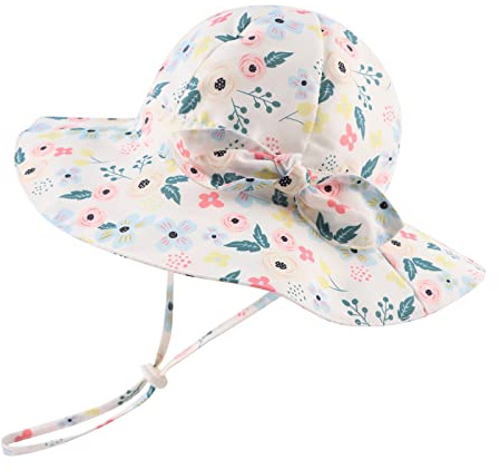 Sombreros de Playa para bebés y niños pequeños con Lazo, Sombrero de Verano para bebés, protección Solar, Gorra de Playa de ala Ancha para niñas, niños de 0 a 12 años