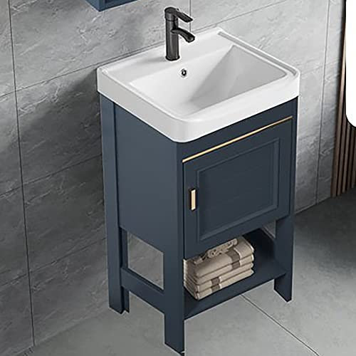Badezimmer unterschrank waschbecken,waschbecken mit unterschrank,Badmöbel Waschbecken, Badezimmer Badmöbel Set,Waschtisch für Badezimmer, einteiliges Waschbecken,waschtisch stehend ( Color : DARK BIUE