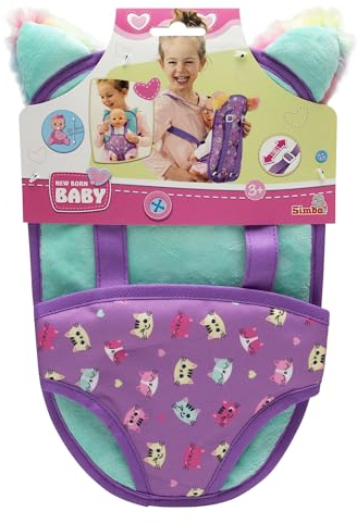 Simba New Born Baby Puppen-Tragesitz, weicher Textiltragesitz für alle 30-43cm Puppen, Träger in der Länge verstellbar, 2 Tragerichtungen, ab 3 Jahren