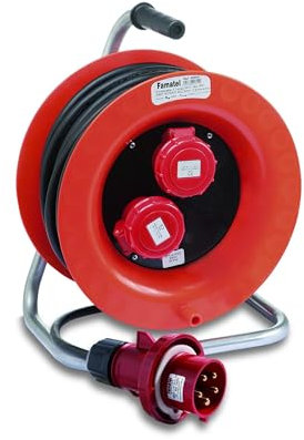 FAMATEL 30020 - Enrollacable industrial IP55 25m con 2 bases ind 3P+N+T 16A 400V