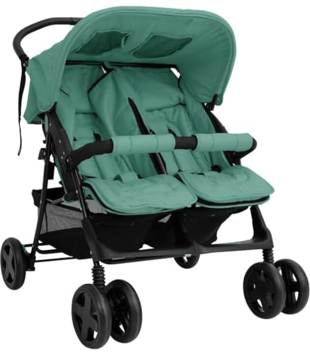 SKM Zwillingskinderwagen Grün Stahl,15,86 KG,10346,Color: Grün