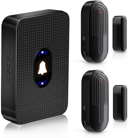 DAYTECH Wireless Door Alarm Sensor, Door Open Alarm Chime, Entry Alert For Home Store Office Security, 300ft/100m Operating Range, 55 Ringtones 5 Volume, 1 Receiver & 2 Sensors