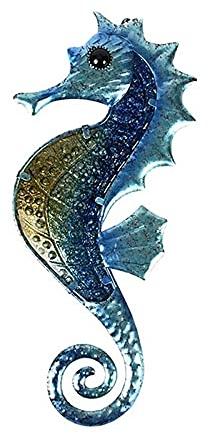 Gartendekoration Home Decor Metall Seepferdchen Wanddekoration mit Glas Gartendekoration Animales Jardin Miniaturstatuen und Gartenskulptur Gartendeko