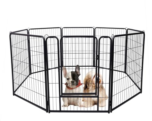 UISEBRT Welpenlaufstall Freilaufgehege Welpenauslauf mit Tür Laufstall Hunde Flexibel Faltbare Freigehege für Hund Katze Welpe Kaninchen (je 65 x 80 cm, 8 Stück)