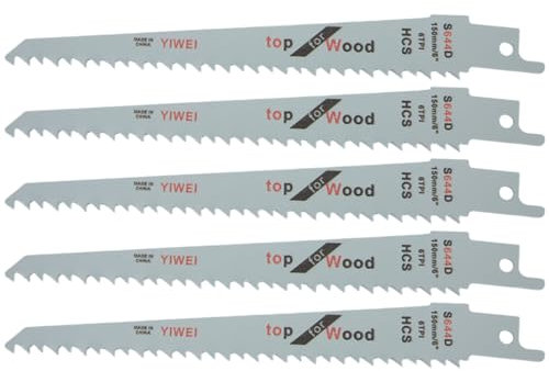 5Pcs HCS Jig Saw Blade Set S644D High Carbon Steel Assorted Blades Fast Cutting Jig Saw Knife Jig Saw for Wood Plastic Metal
